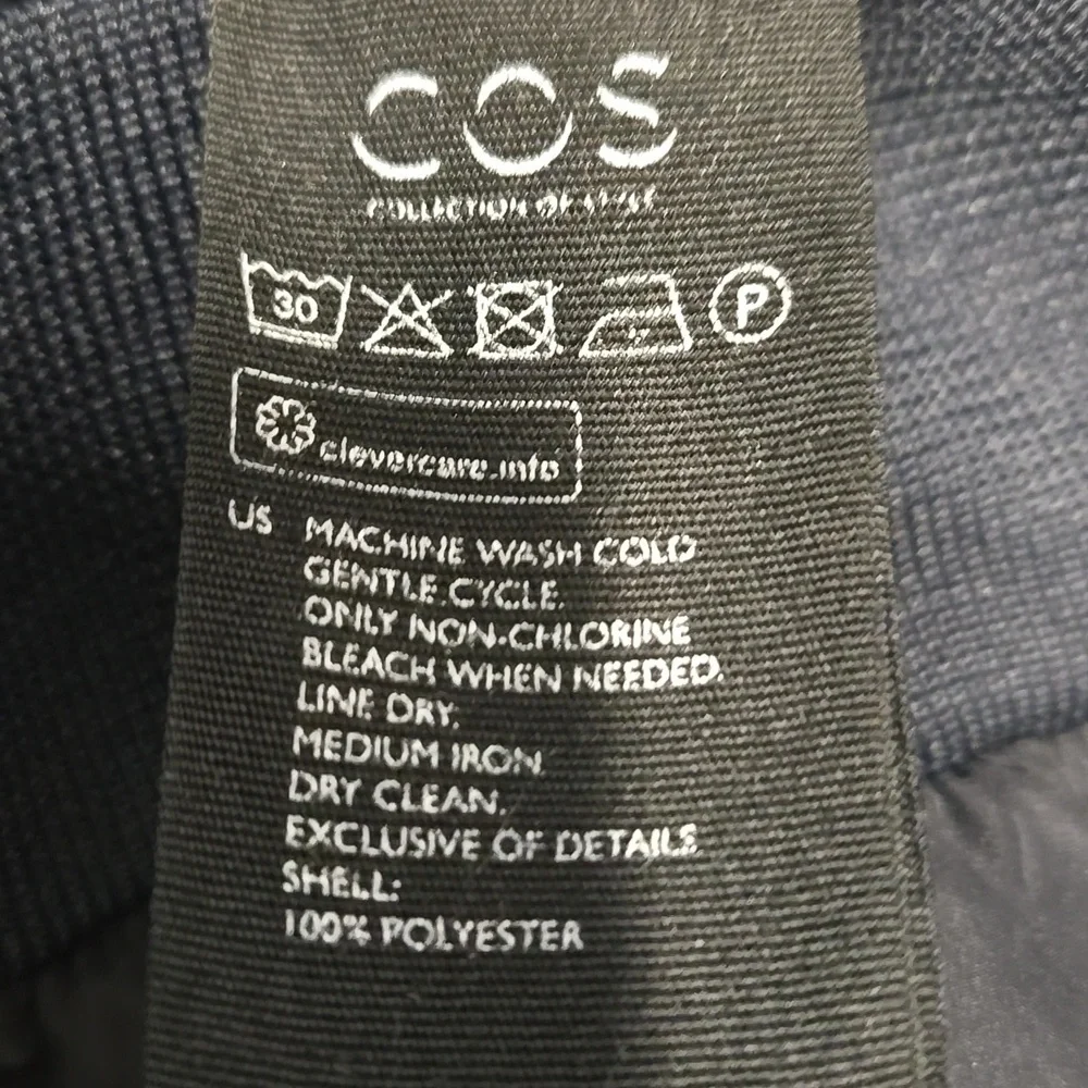 COS-Elastic Waist & Pockets Midi 100% Polyester Navy Skirt-Size 2